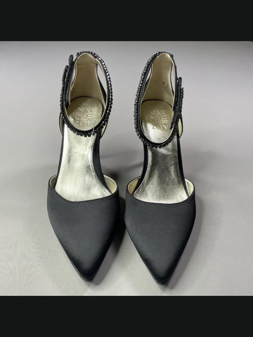 NEW Naturalizer Shoes Womens 7 black satin Alyssa heels pumps rhinestone glam